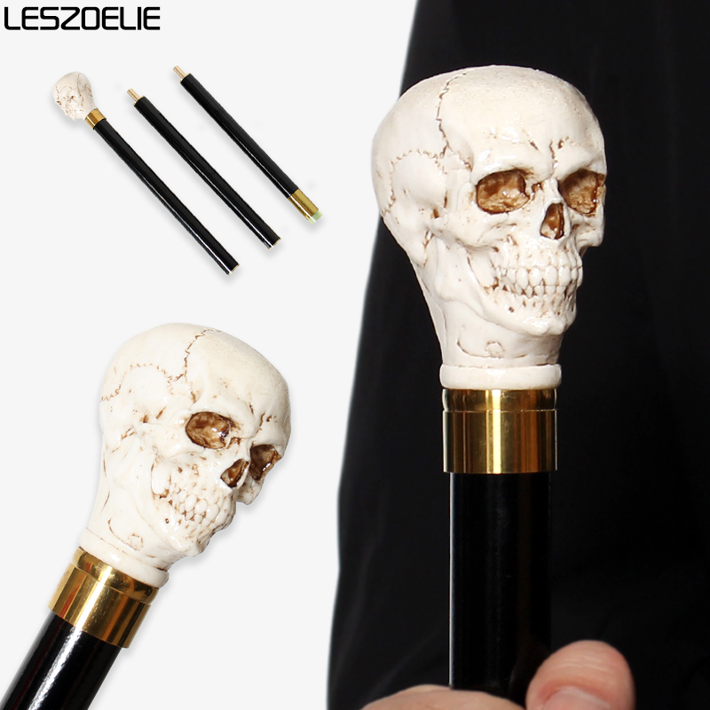 Men Accessories Tips - 93cm Skull-Head Black German Beech Wooden