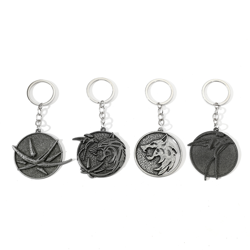 Men'S Accessories Fashion - Vintage Wolf Head Keychain Game Geralt