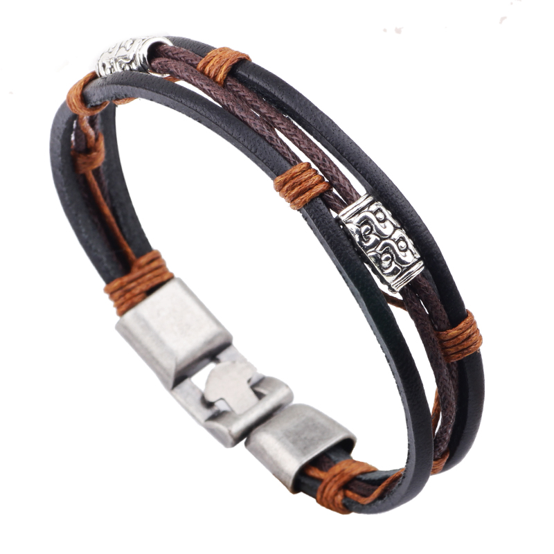 Men'S Accessories Hand Bands - 22Cm 3 Lớp Vòng Tay Da