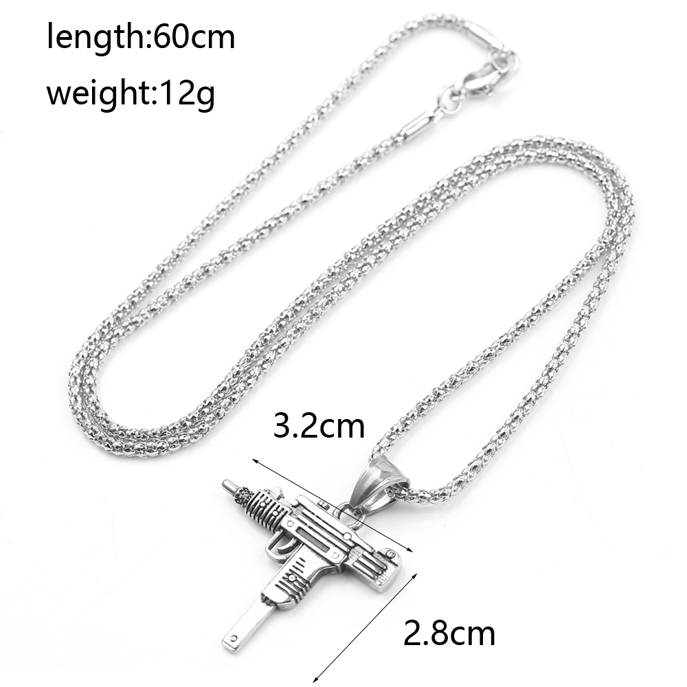 Punk Uzi Pistol Machine Gun Ne - đánh giá và giá Men Accessories Necklace