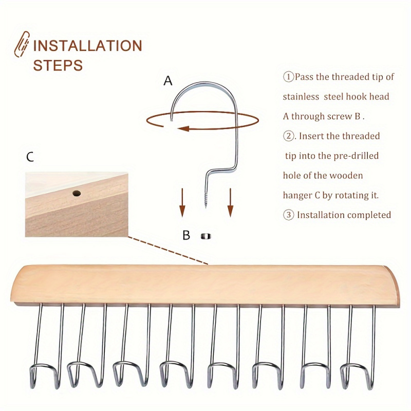 8 hook Wooden Belt Rack Storag - đánh giá và giá Men'S Accessories Wardrobe