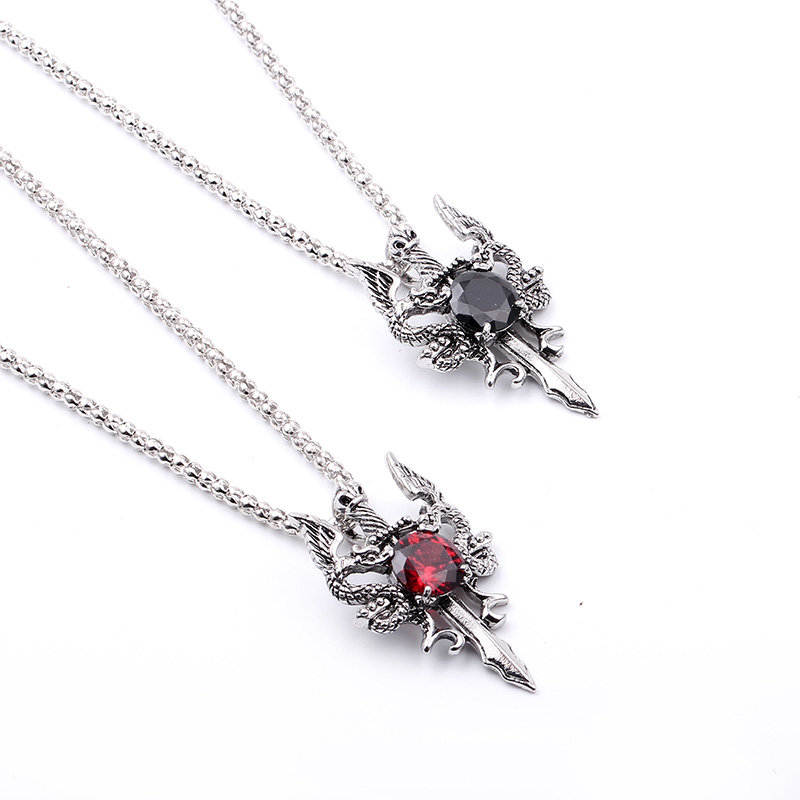 Double Dragon Black Gem Cross  - đánh giá và giá Men Accessories Necklace